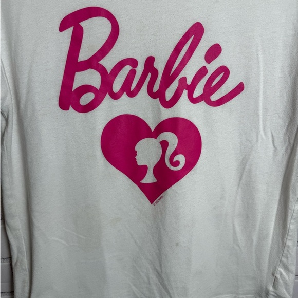 Old Navy White and Pink Barbie Logo Tee/girls size XL - Picture 2 of 5